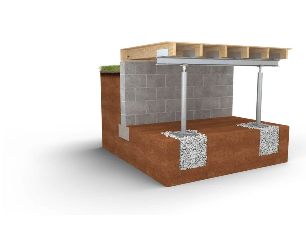 Crawl space repaired with SmartJack support posts.
