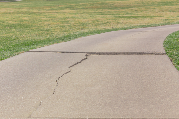 Cracked concrete driveway